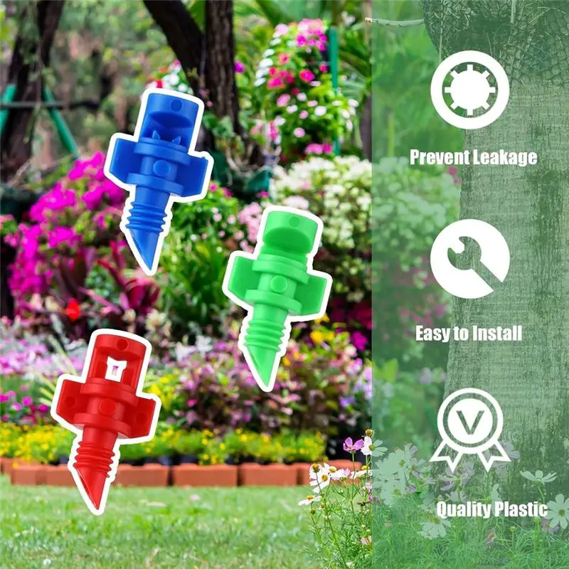 300 Pcs Misting Nozzle Sprayer 90/180/360 Degree Atomizing Mini Sprinklers Drip Ring Irrigation Emitters Nozzle, Durable-A74P