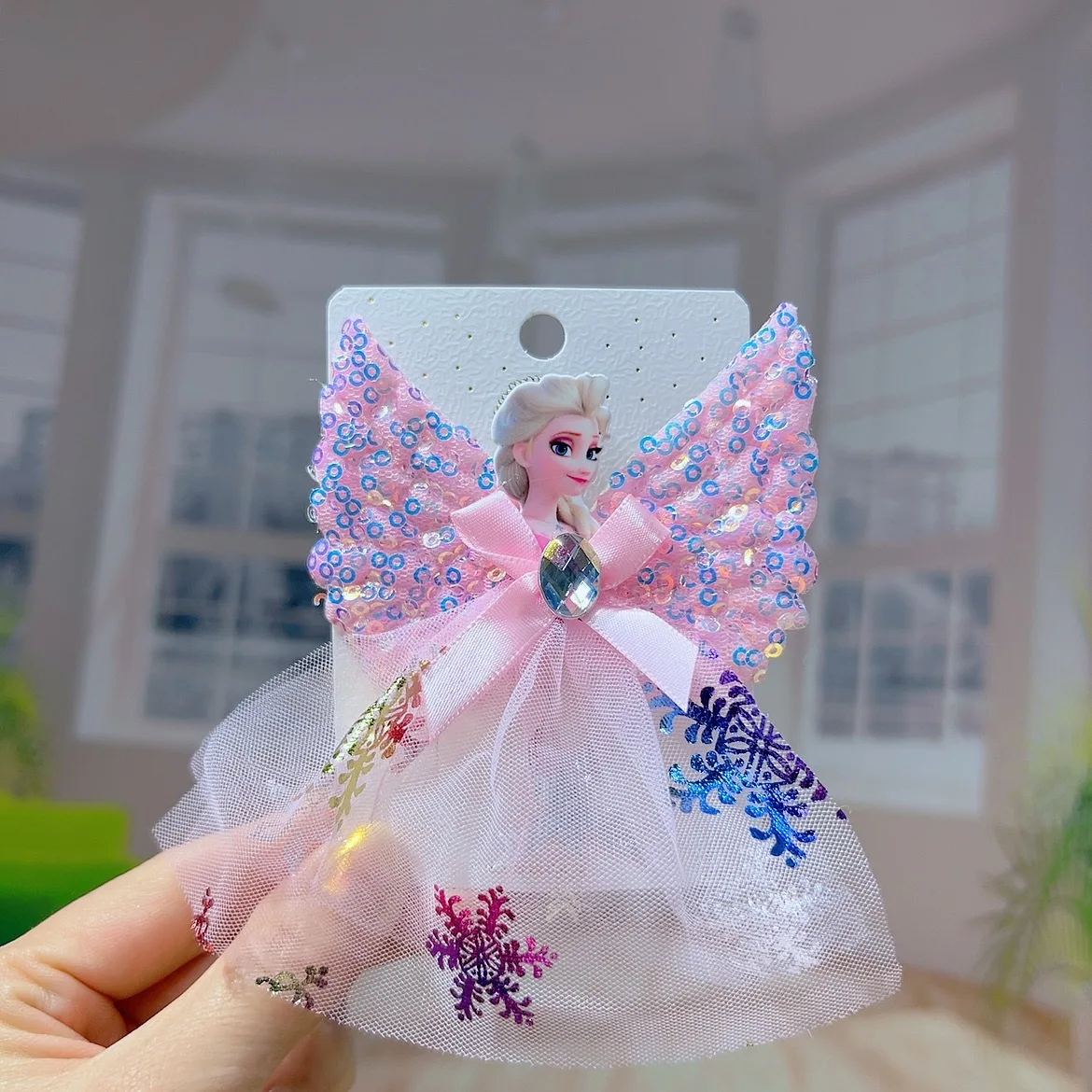 Disney Frozen Princess Hair Clip Cute Cartoon Princess Elsa Winged Bow Dress Headbands for Baby Girls Fashion Hair Accessories