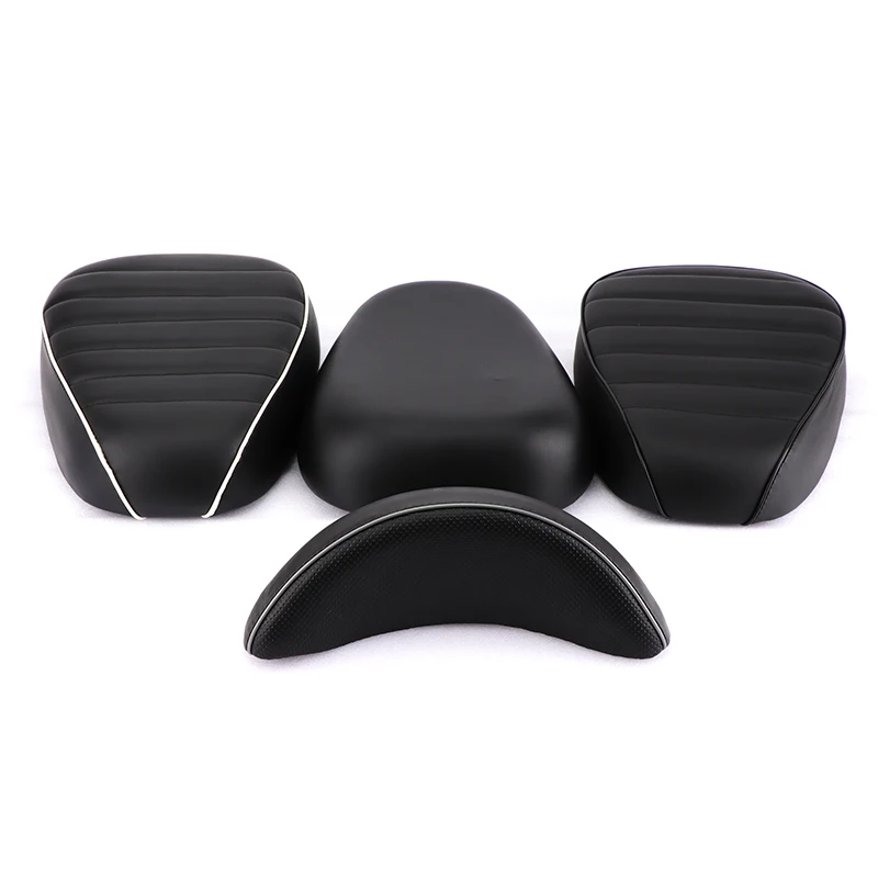 Motorcycle Seat Passenger Sissy Bar Backrest Cushion Pad For Harley Honda Suzuki Kawasaki Electric Scooter Black Leather Seats