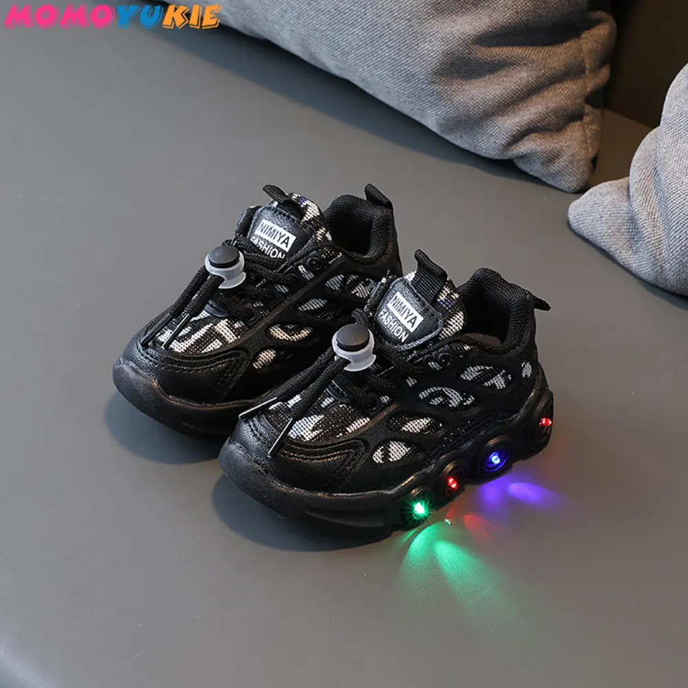 Size 21-30 New LED Children Glowing Shoes Baby Luminous Sneakers Boys Lighting Running Shoes Kids Breathable Mesh Sneakers