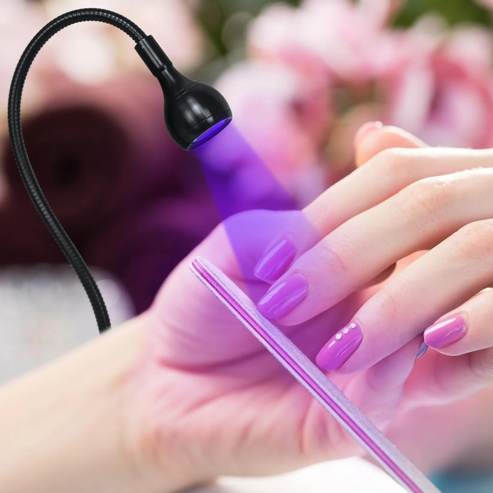 โคมไฟเล็บ UV 3W 395nm LED Clip-on ยืดหยุ่น 360 °   USB แบบพกพาโคมไฟตั้งโต๊ะเล็บ Salon เครื่องเป่าบ่มสําหรับเล็บเจลเรซิ่น Art ของขวัญ