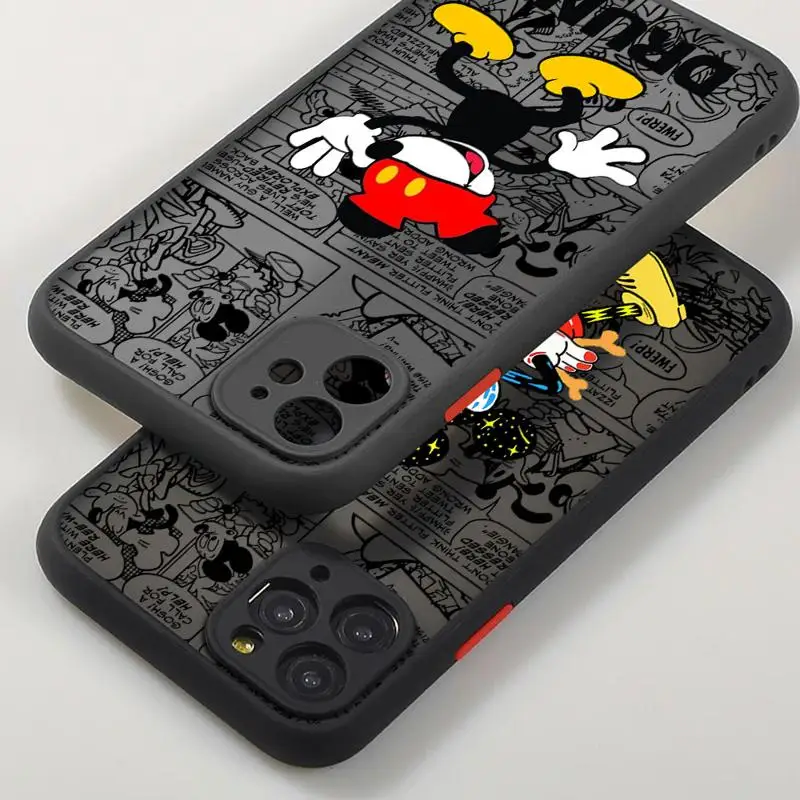 Mickey e Minnie Mouse Matte Phone Case, Capa Translúcida, Capa dos desenhos animados para iPhone 15, 14, 11 Pro Max, 13, 12 Mini, XR, X, SE, 7, 8, 6, 6S Além disso