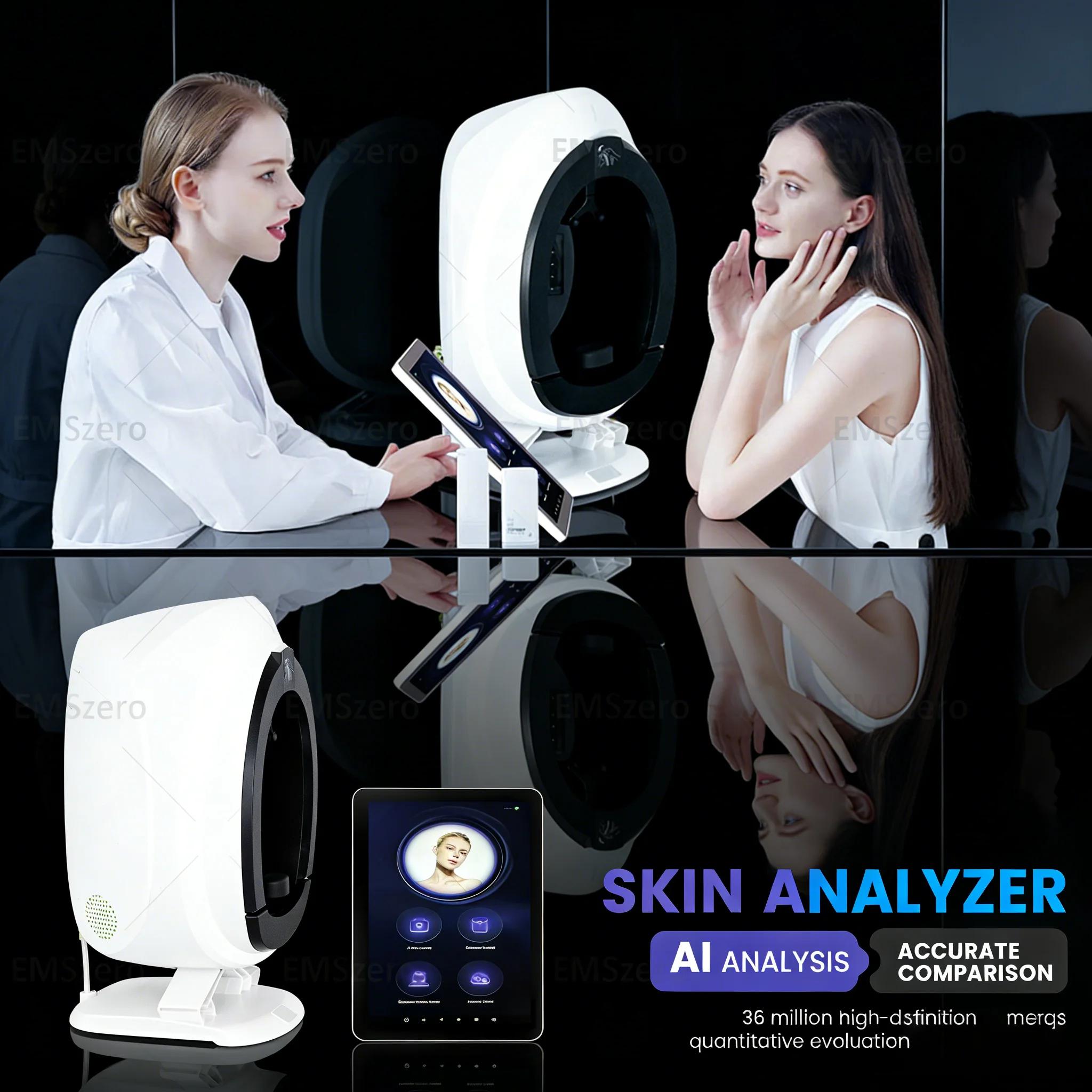 

3D Skin Analyzer Machine Professional 3D Three-Dimensional Magic Mirror Skin Analysis Scanner Detector for Salon.