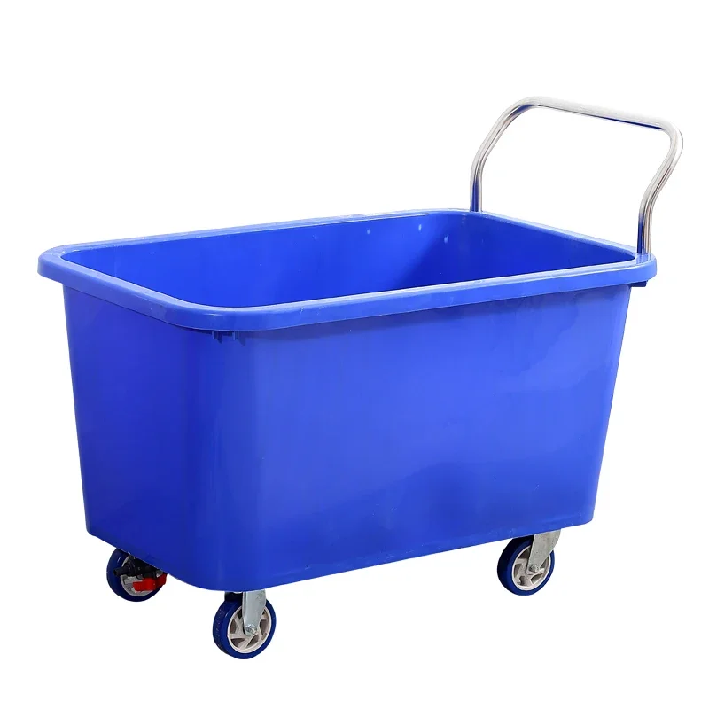 

Pushable storage box plastic water tank trolley cart wheeled storage box portable express hand cart shopping cart