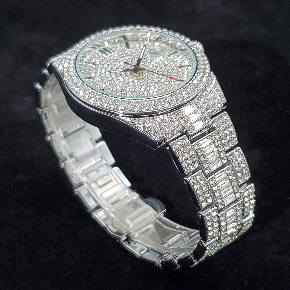 2026 Neue Luxus-Diamantuhr für Herren, Top-Verkauf, Modische Iced-Out Quarz-Armbanduhr, Hip-Hop-Street-Style, Exquisite Weihnachtsgeschenke – Detail 3
