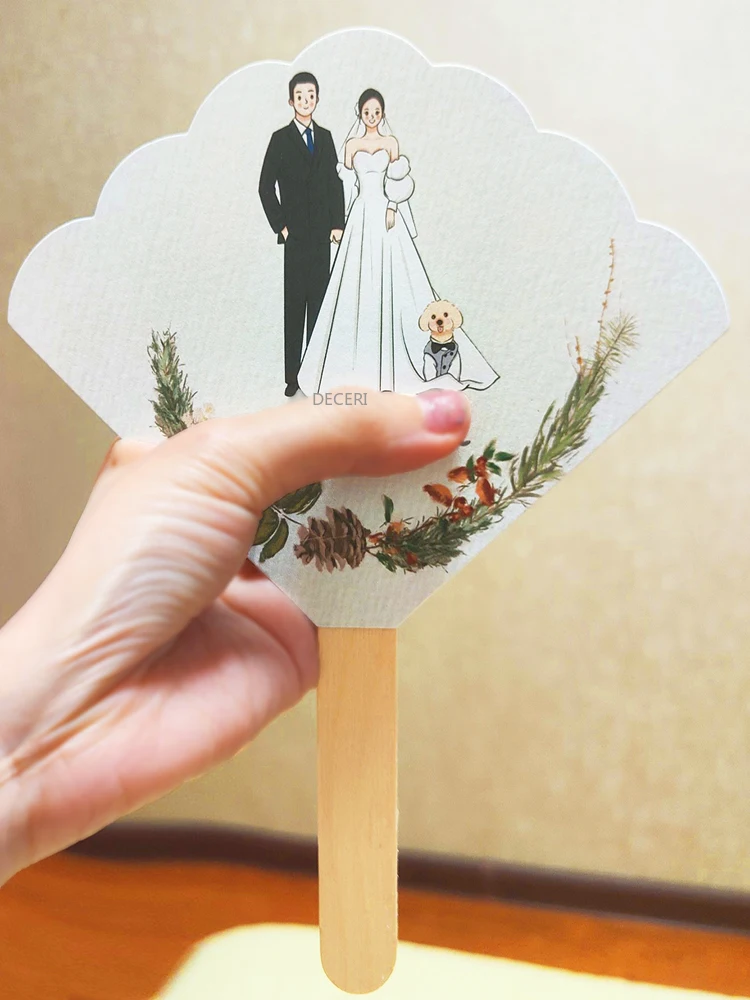 

Custom Logo Text Paper Fan Favors Name Bride Groom Event Wedding Schedule Ceremony Gifts Invitation Card