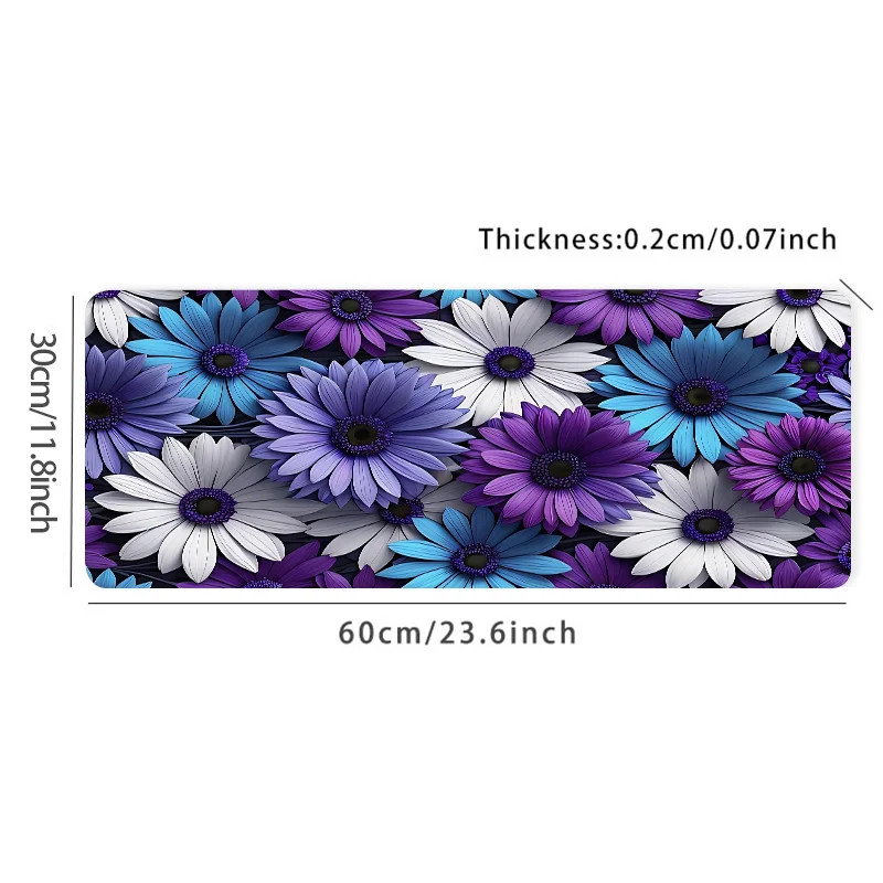 Large mouse pad purple keyboard pad Daisy flower rubber non-slip game table mat Office home computer gaming accessories gift