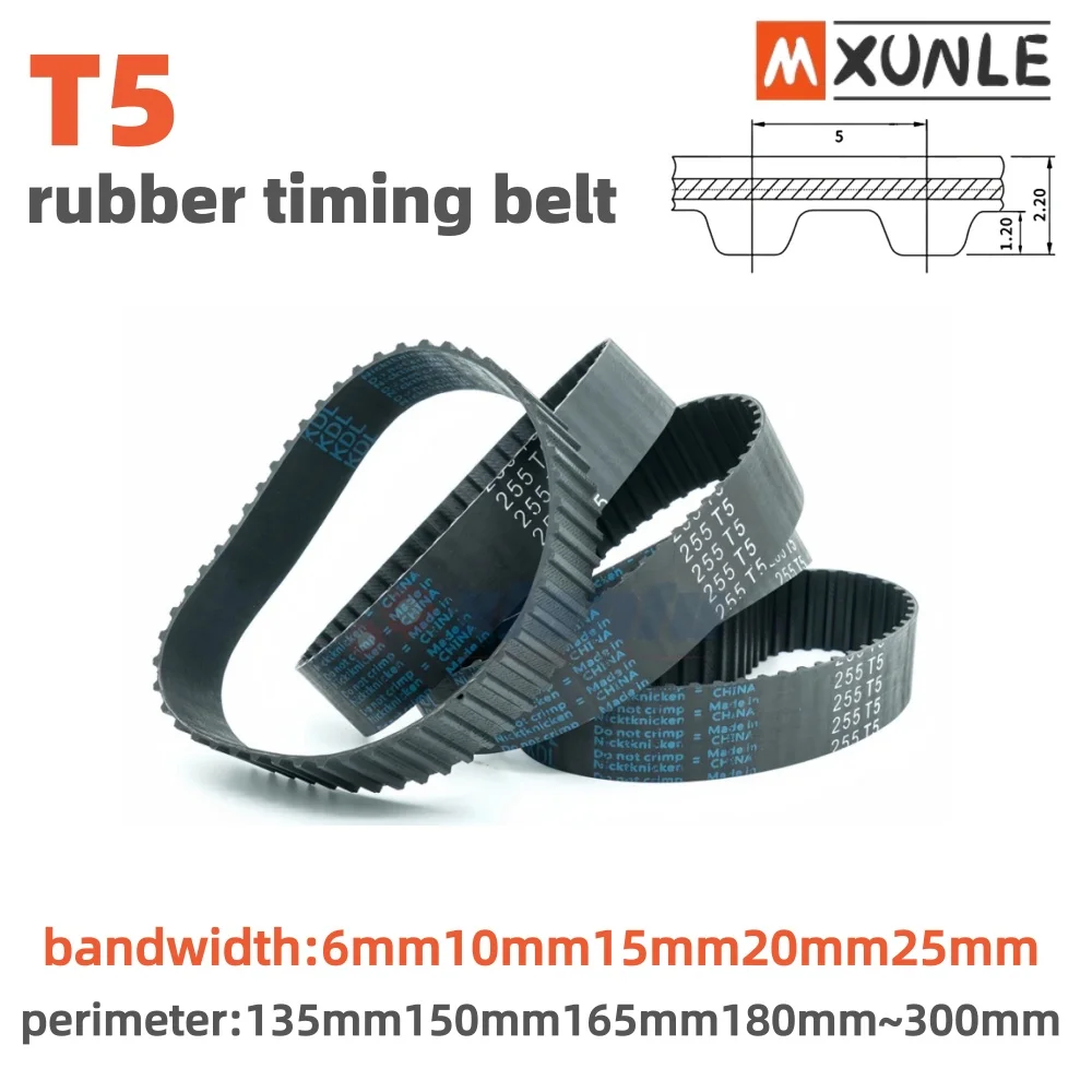 

Ремень ГРМ T5, трапециевидная окружность зуба 135 150 165 180 185 190 200-300 мм, ширина ремня 10/15/20/25 мм для шкива из сплава T5