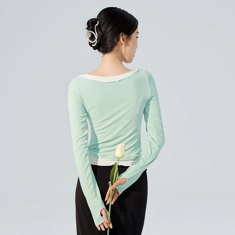 Women's Long Sleeve Dance Top, Chinese Classical Ballet Practice Wear, Elegant Performance Gymnastic Clothing for Women