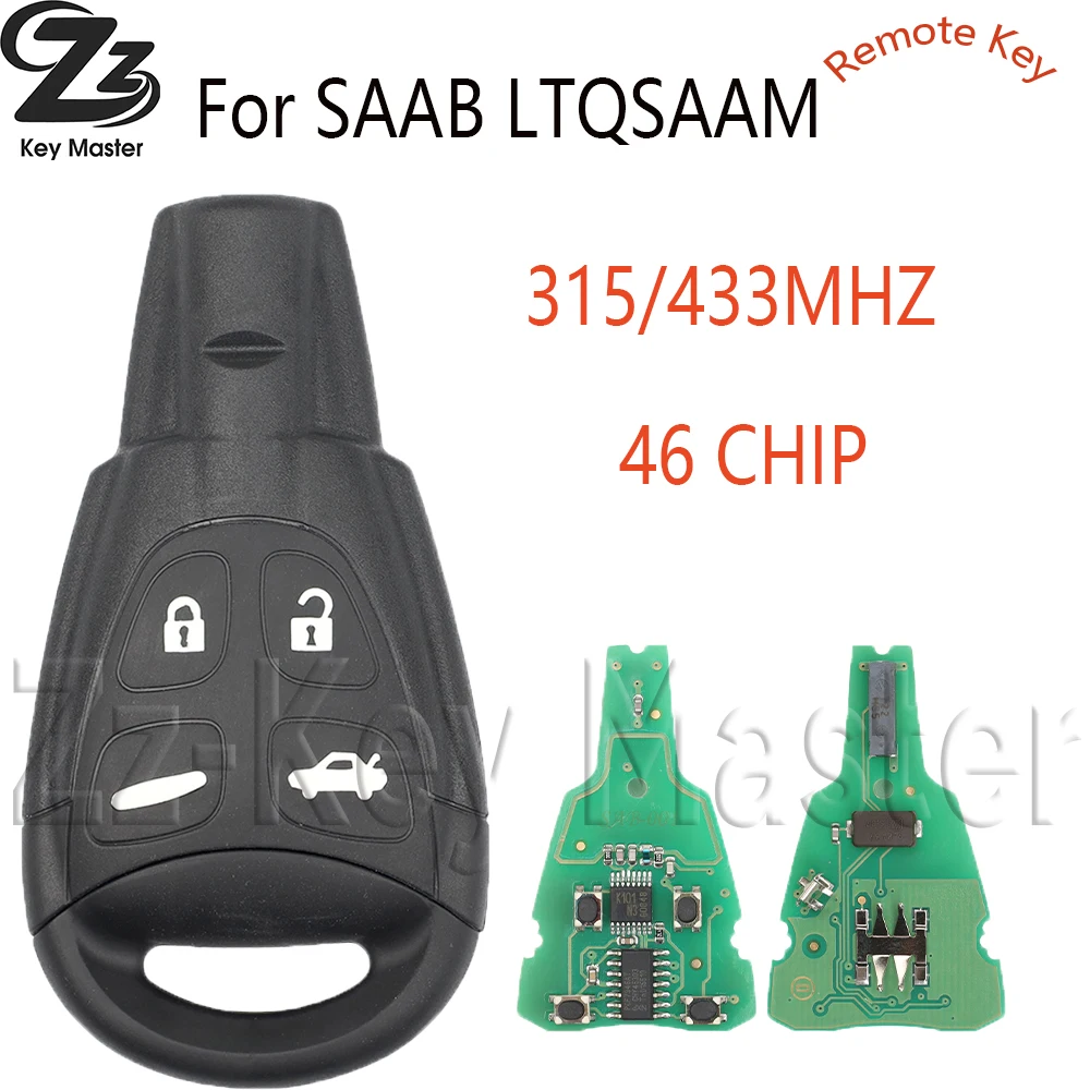 

ID46 PCF7946 315/433MHz LTQSAAM433TX llave inteligente de Control remoto de coche para Saab 9-3 9-5 93 95 WF 2003 2004 2005 2006