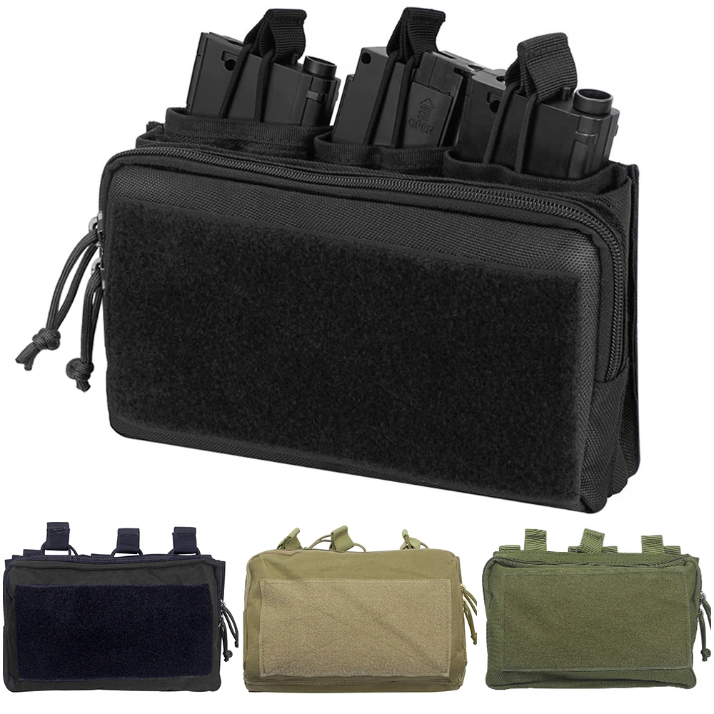 

Tactical Triple Magazine Pouch Double Layer Molle Admin Pouch Quick Access Open Up Design for M4 M16 PMAG AK Hunting Accessories