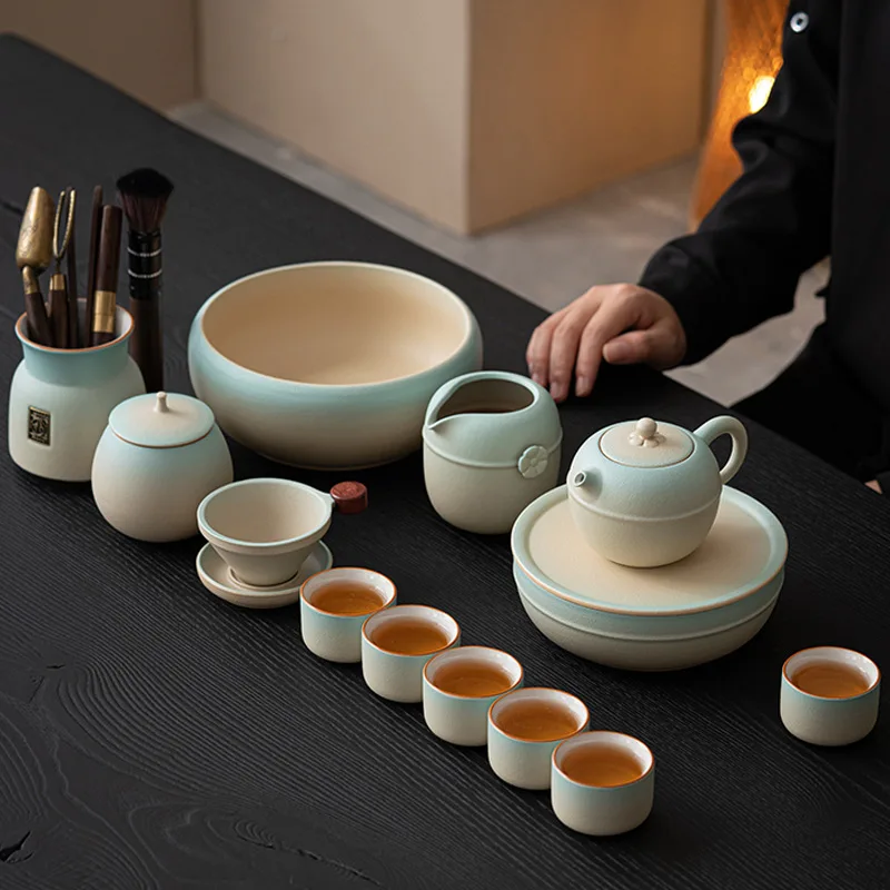 

2025 New Arrival Chinese Begonia Gongfu Tea Set Minimalist Ceramic Teapot for Home Brewing Luxury Tea Ceremony Collection