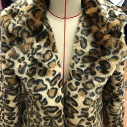 Women's leopard fur coat mink fur coat long fashion casual top Europe and America loose large size warm windbreaker