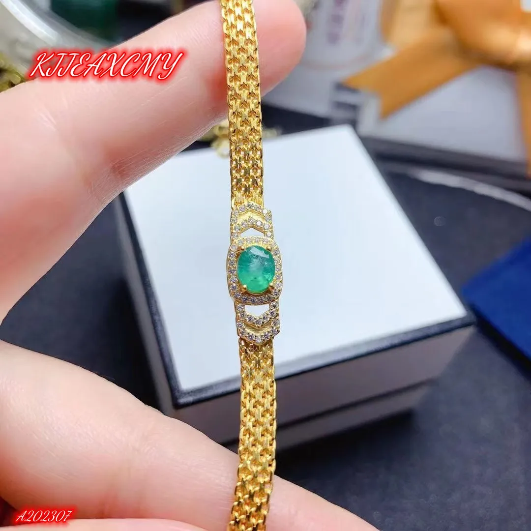 

KJJEAXCMY Brand Boutique Women's Luxury Jewelry Emerald Bracelet 925 Sterling Silver Natural Gem Girl