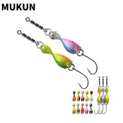 MUKUN  1/10pcs 2.5g Spoon Fishing Bait Trout Lure With Sharp Hook Spiral Twist Trout Fishing Spinner Lure Jigging Bait Tackle