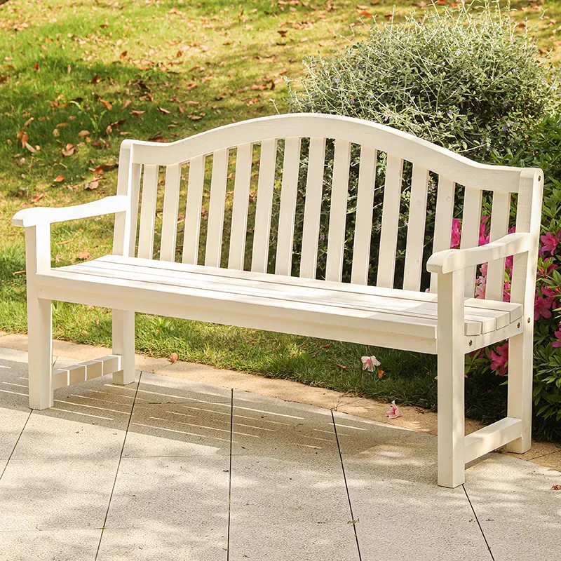 

courtyard open-air leisure park outdoor bench preservative wood yard outdoor strip double solid wood back