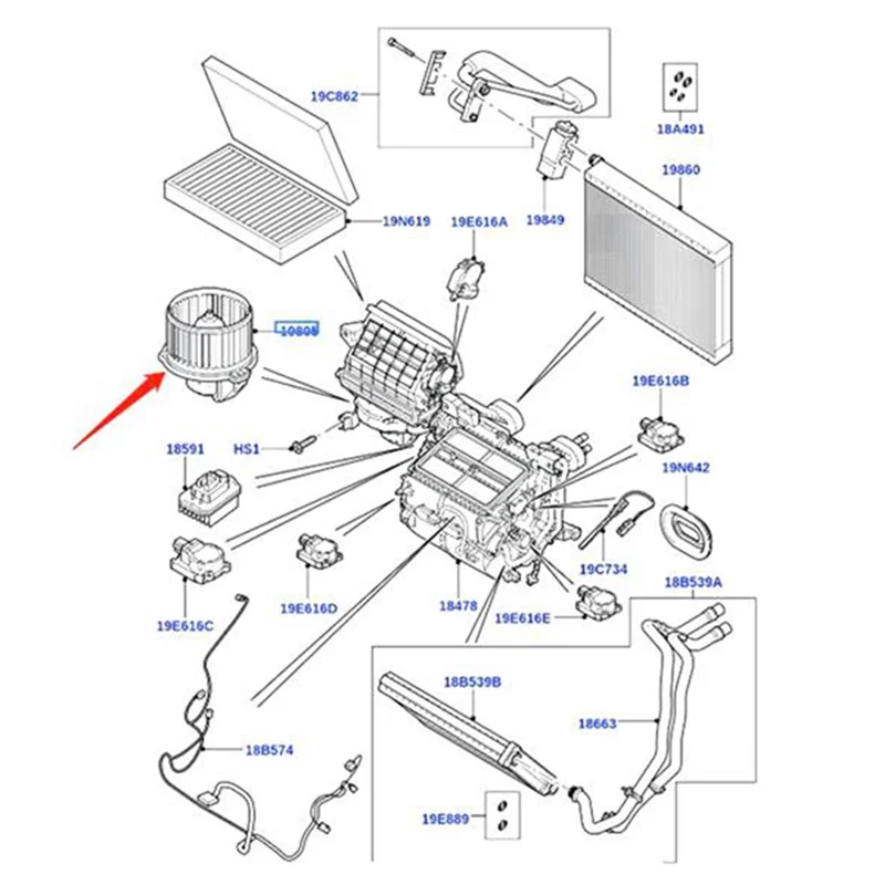 ABHY-Front A/C Blower Motor Assembly For Land Rover Range Rover Sport LR3 LR4 2008-2013 JGC500050 JGC500010