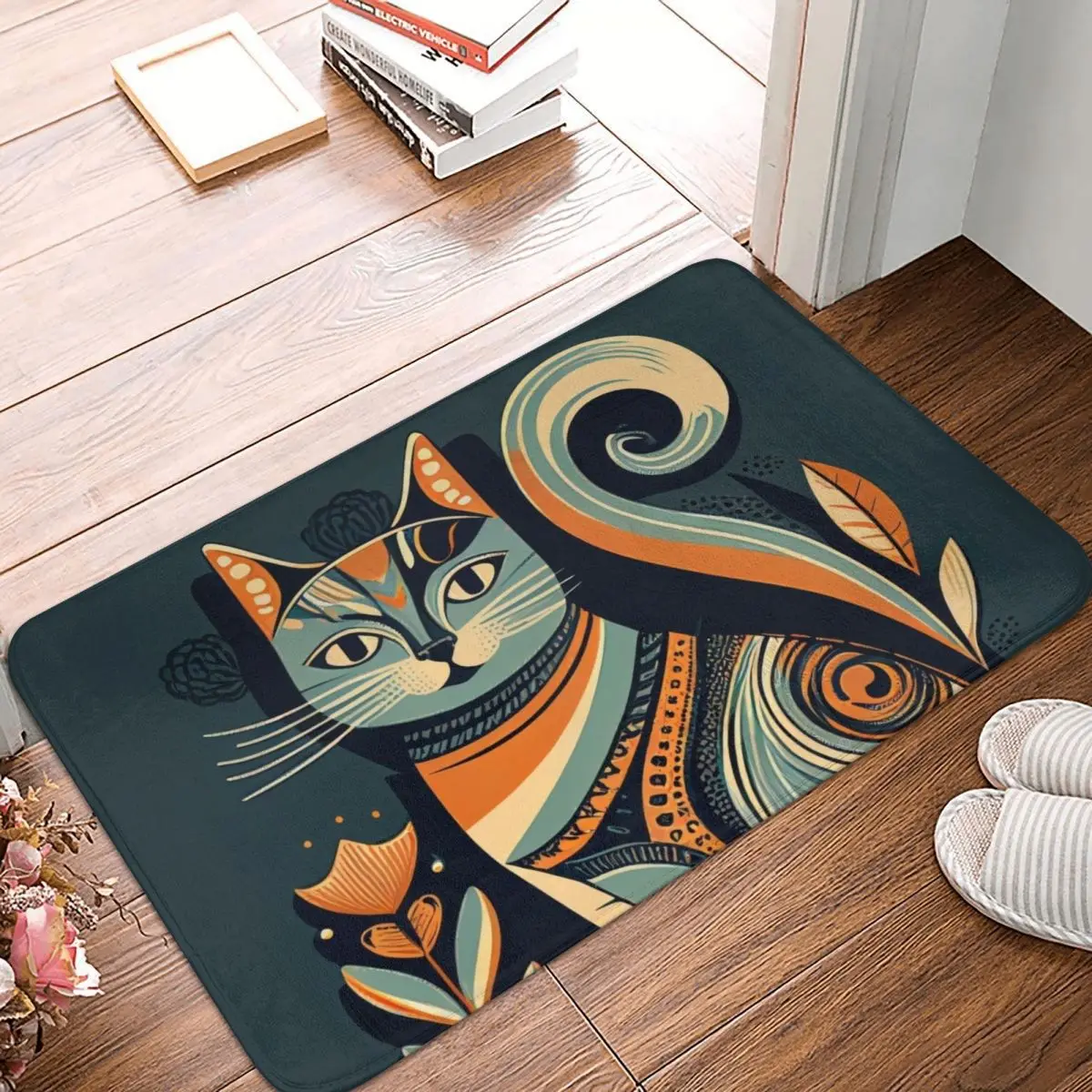 Boho Cat Doormat Anti-skid Super Absorbent Bathroom Floor Mats Home Entrance Rugs Kitchen Living Room Bedroom Carpet Footpad