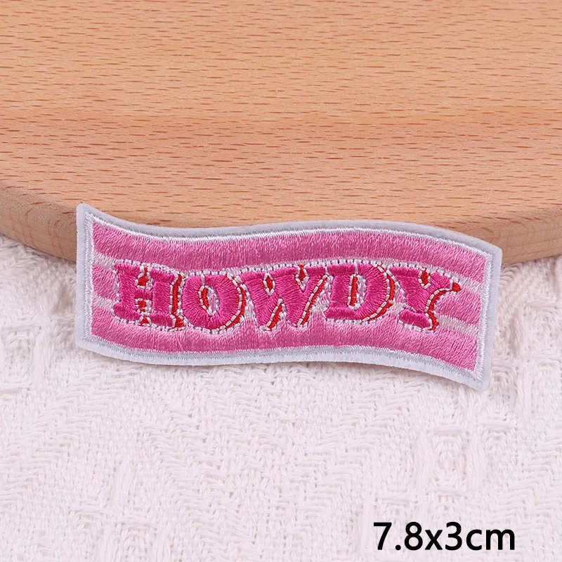 Just Have Fun Embroidery Patches For Clothes Girl's Cartoon Pink Iron On Patch Thermoadhesive Patches On Vacation Hat Sewing  On