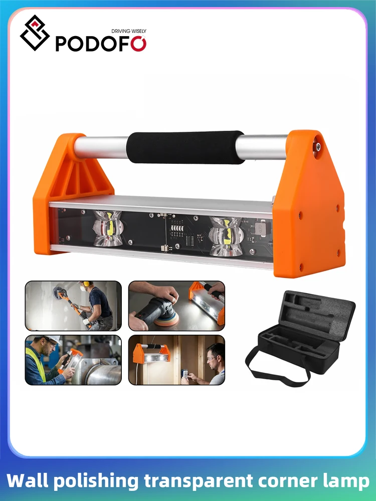 Podofo Wandpolier-Transparente Ecklampe 2600LM 39W 3 LED-Leuchten Trockenbau-Polierlampe mit 155° °   Ultra-Weitwinkelkamera für Renovierungs- und Malereiinspektionen