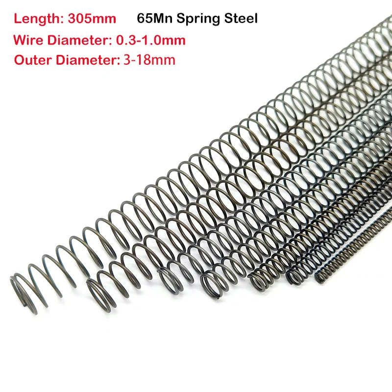 65 Mn Steel Y Type Compression Spring  WD:0.3-1.0mm Spring Steel  Mechanical Cylindrical Spiral Coil Length：305mm OD:3-18mm
