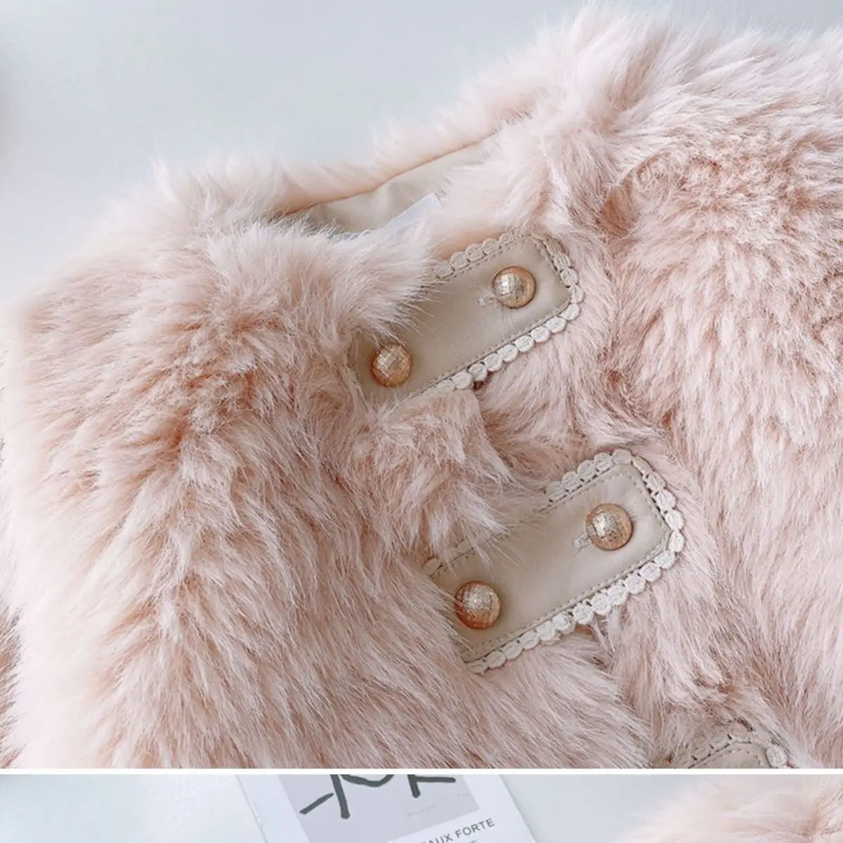 Winter Clothes for Girls Coat 2023 New Fashion Korean Cotton-padded O-neck Lave Jewelry Double-breasted Solid Color Pincess