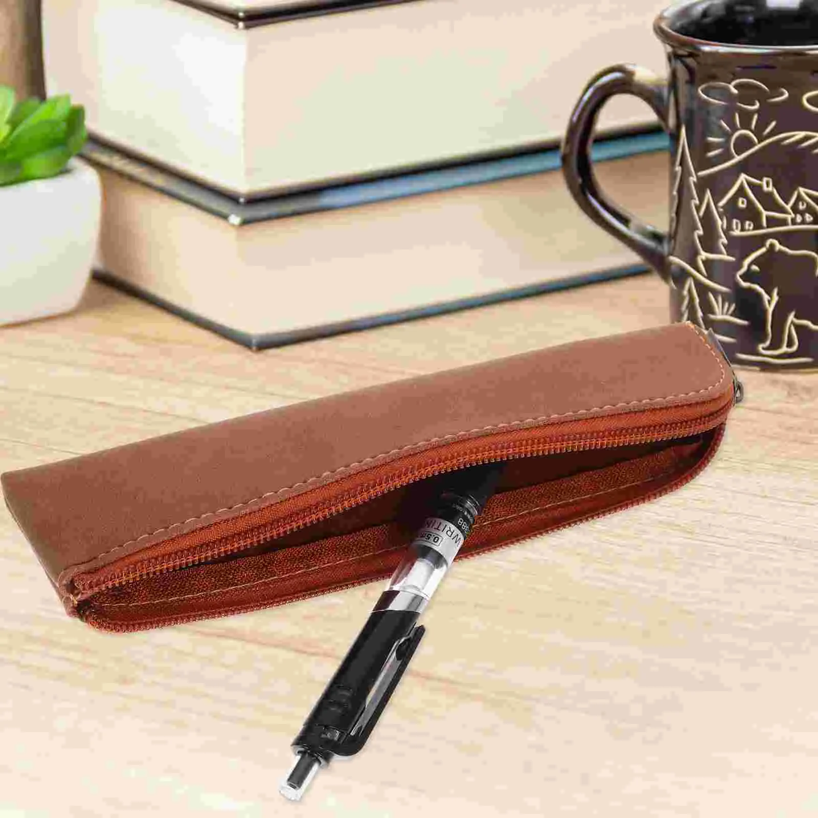 

2 Pcs Nubuck Pen Case Makeup Bag Small Pencil Aldult Pu Mini Pouch Miss Pencils Slim