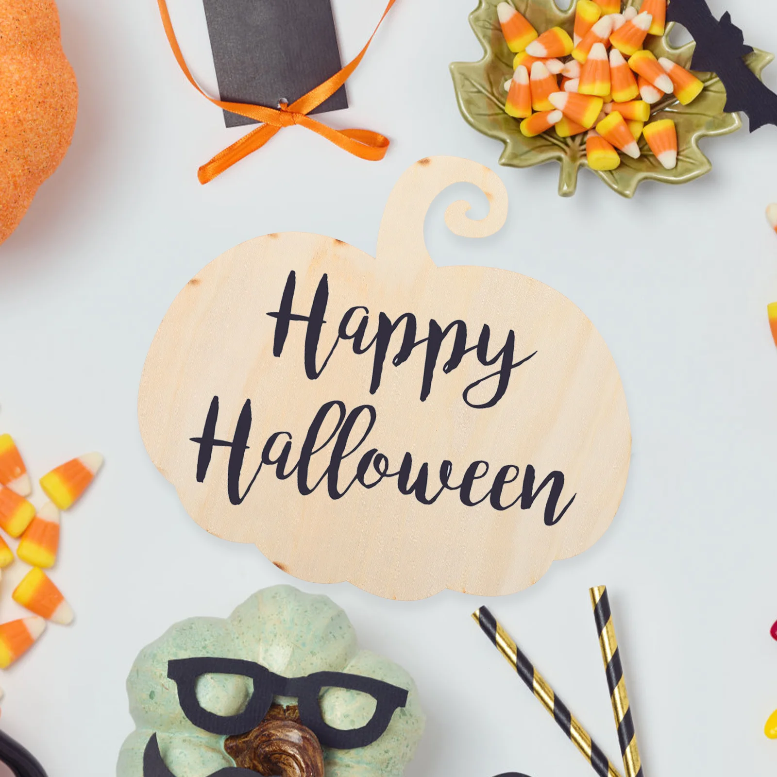 

4pcs White Pumpkin Wood Slice 30x27 Blank Wooden Crafts Party Decoration Halloween Decor Festival nament