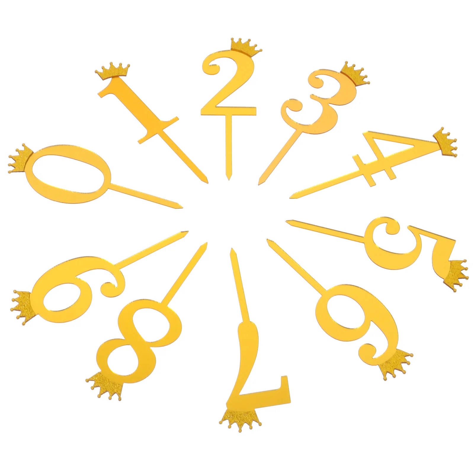 

10Pcs Gold Glitter Number Crown Cake Toppers for Birthday Party Dessert Decoration Birthday Cake Topper Cupcake Topper