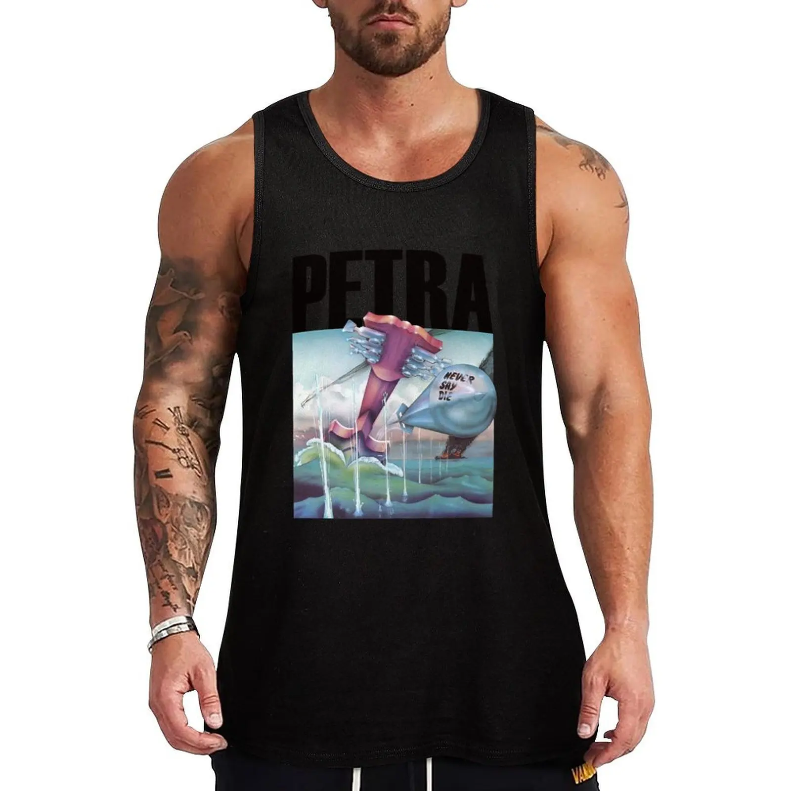 

Cool Graphic Gift Petra Never Say Die Purple Cute Gift Tank Top Men's gym t-shirts sleeveless gym shirts male
