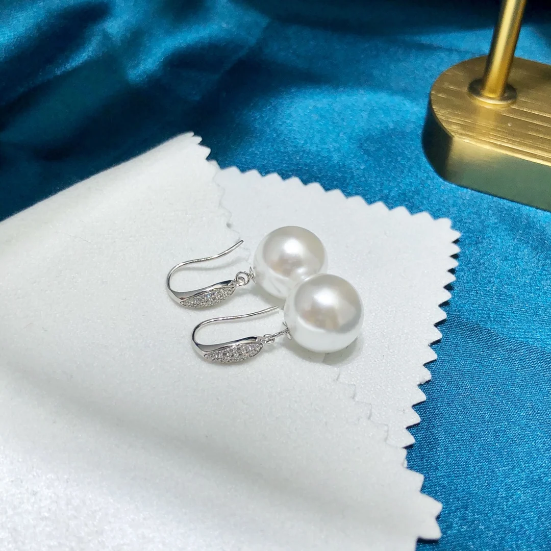 

JY Fine Jewelry Pure 18K White Gold Natural 11-12mm AAAAA Fresh Water White Round Pearls Earrings for Women Fine Pearl Earrings