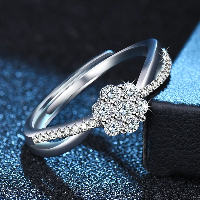 925 Sterling Silber Moissanit-Ring für Damen Luxuriöser Klassischer Hochzeitsschmuck Verlobungs-Charm Modisches Party-Geschenk Ring