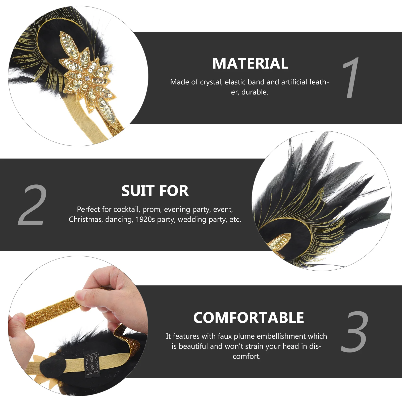 

Flapper Headpiece 1920S Headband Beaded Hair Accessory For Women Party Wedding Costume Dancing Event Vintage Hair