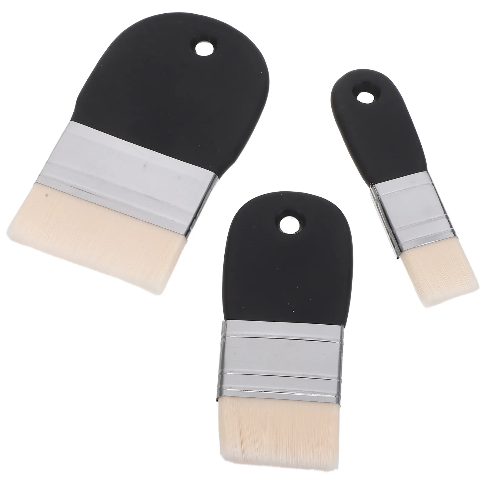 3Pcs Professional Flat Paddle Paint Brushes Nylon Hair Wooden Handle Watercolor Oil Painting Brushes for Students Artists Detail