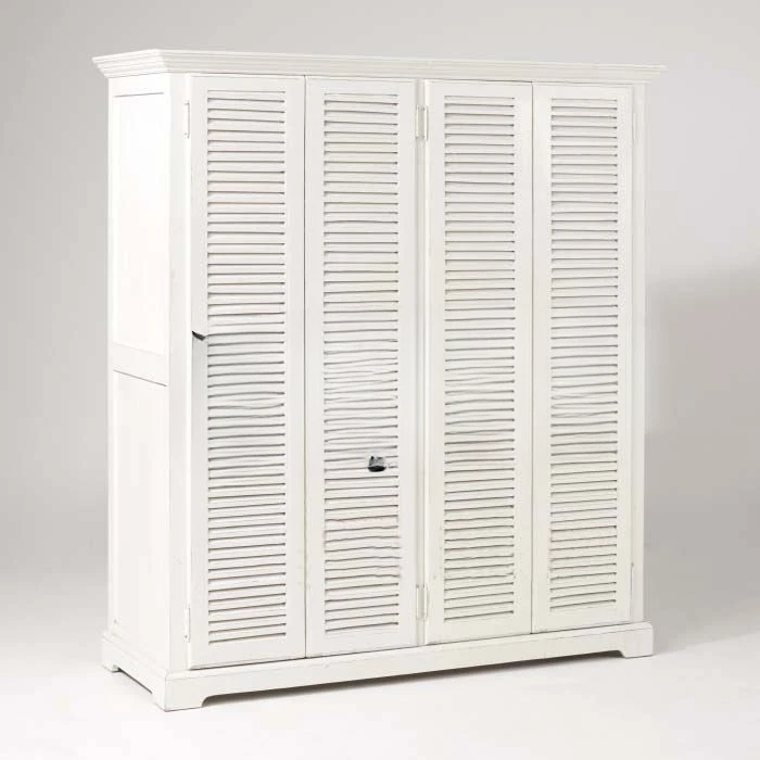 Solid wood furniture, cabinets, white shutters, bedroom four-door wardrobe