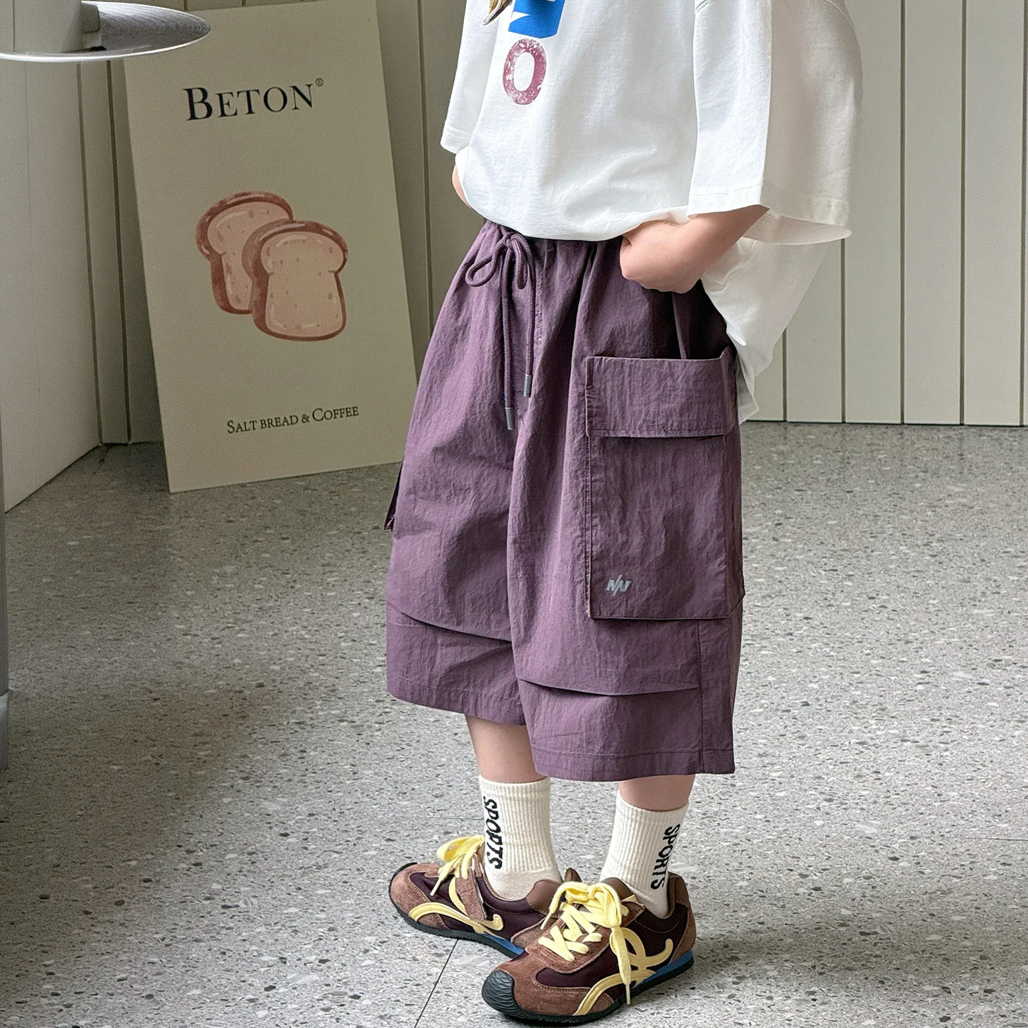 Boys' Pants 2026 Spring and Summer New Children's Wear Korean Style Boys and Girls Western Purple Kam Cotton Quick Dry Trousers