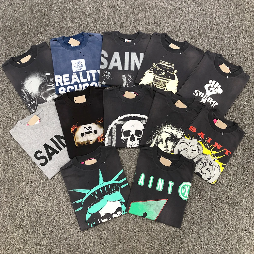 

Yao Streetwear SAINT OF MICHAEL Casual Fashion Oversize Loose Vintage High Street Y2k Cleanfit Style Unisex T Shirt For Men