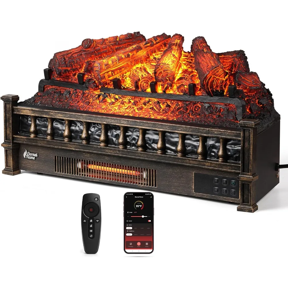 

Electric Fireplace Log Heater with Sound Crackling, Realistic Pinewood Logs, Adjustable Flame Colors, Remote Control