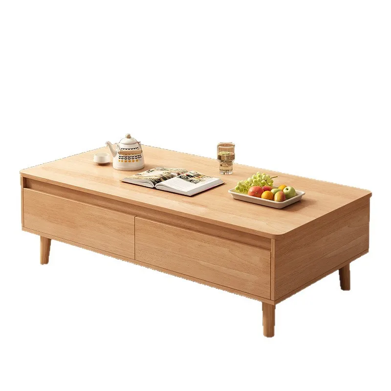 

Solid wood core coffee table, living room household small apartment sofa tea table 2025 new rental house log wind square table