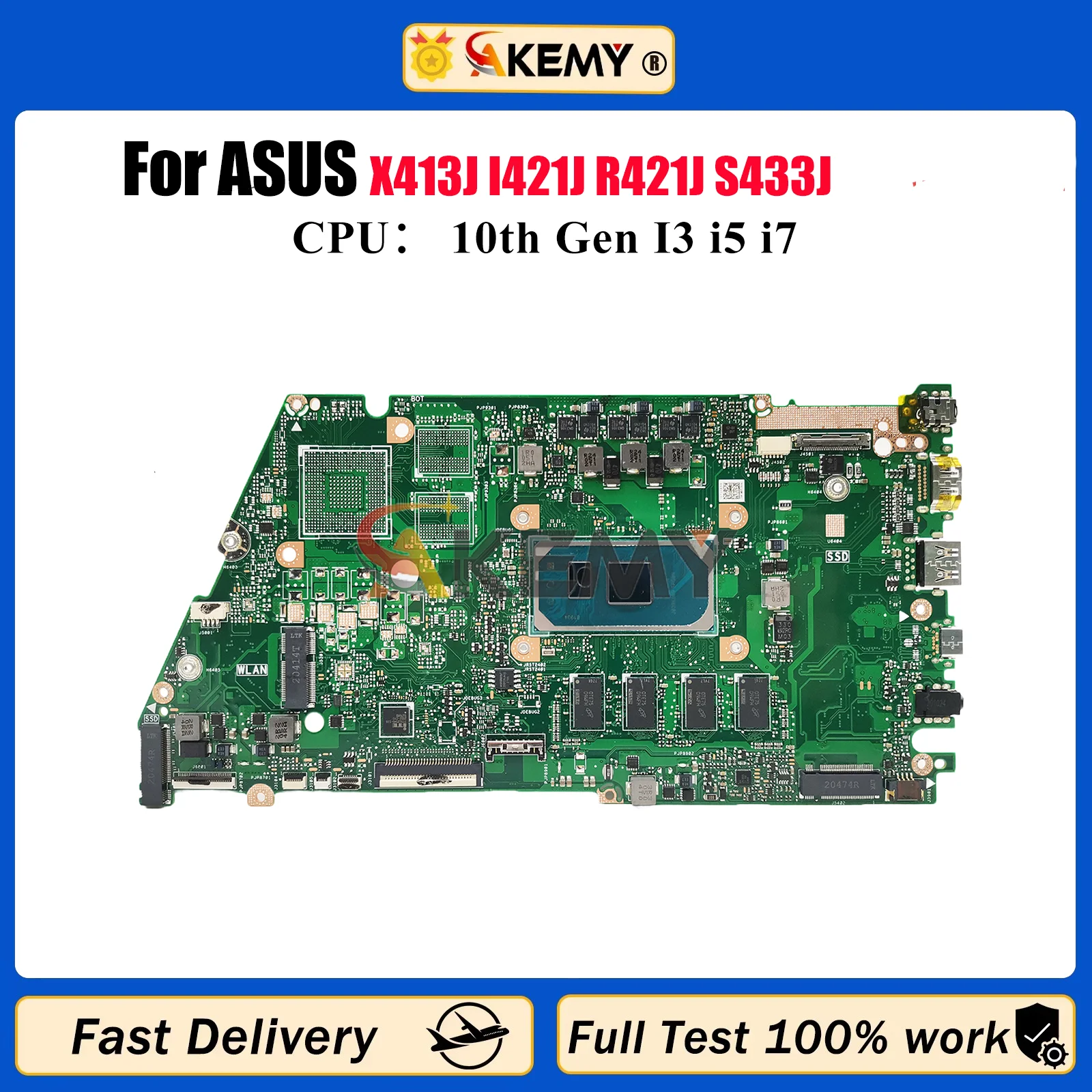 

X421JA Материнская плата для ноутбука ASUS X421J X413J I421J R421J S433J V4050J X421JAY X421JQ X421JF X421JP Материнская плата 10-го поколения I3 i5 i7