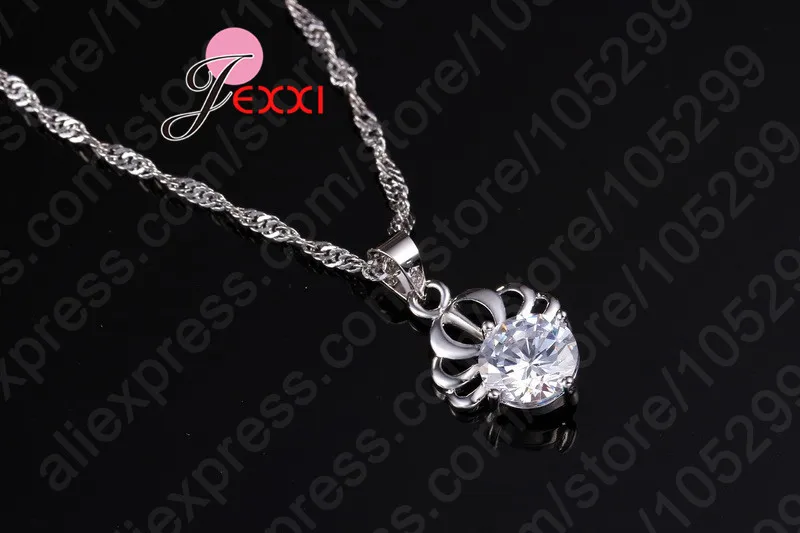 Elegant Cubic Zirconia New Earrings Pendant Necklace Classic Wedding Dress 925 Sterling Silver Jewelry Sets Free Shipping