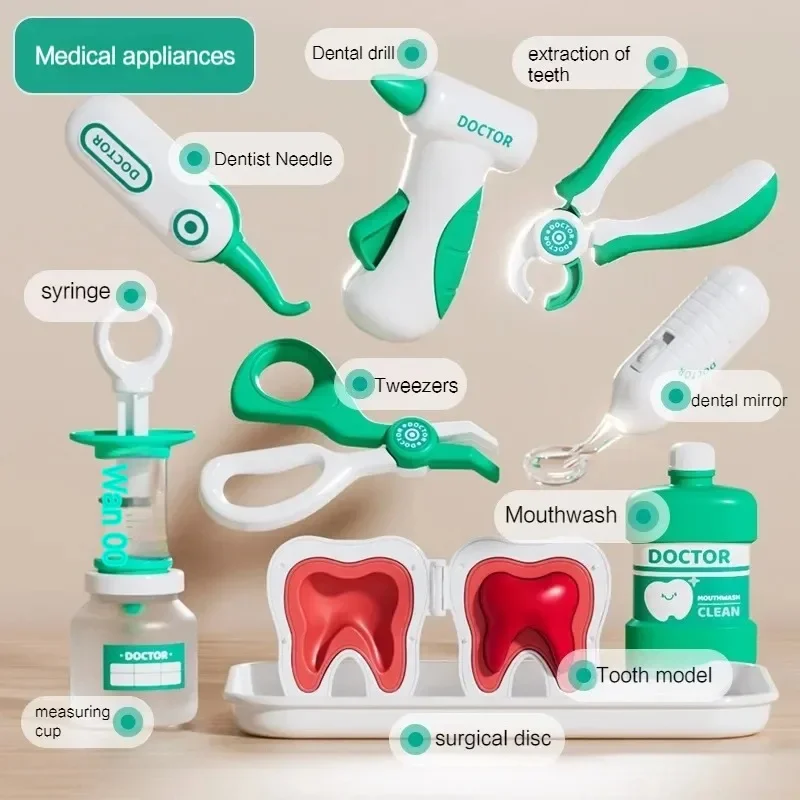 Ensemble de jouets de simulation de médecin pour enfants, jeu de scène, dentiste, outils d'infirmière, cadeaux de jouet d'établissement médical