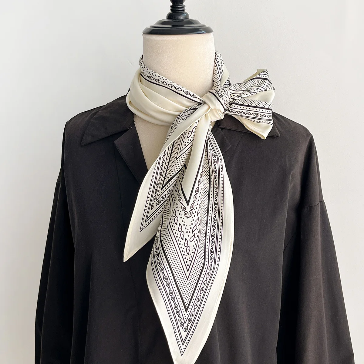 Women's Necktie Silk Scarf 2025 New Summer Thin  Shawl Outerwear Multi-Functional Polyester Fiber Geometric Pattern