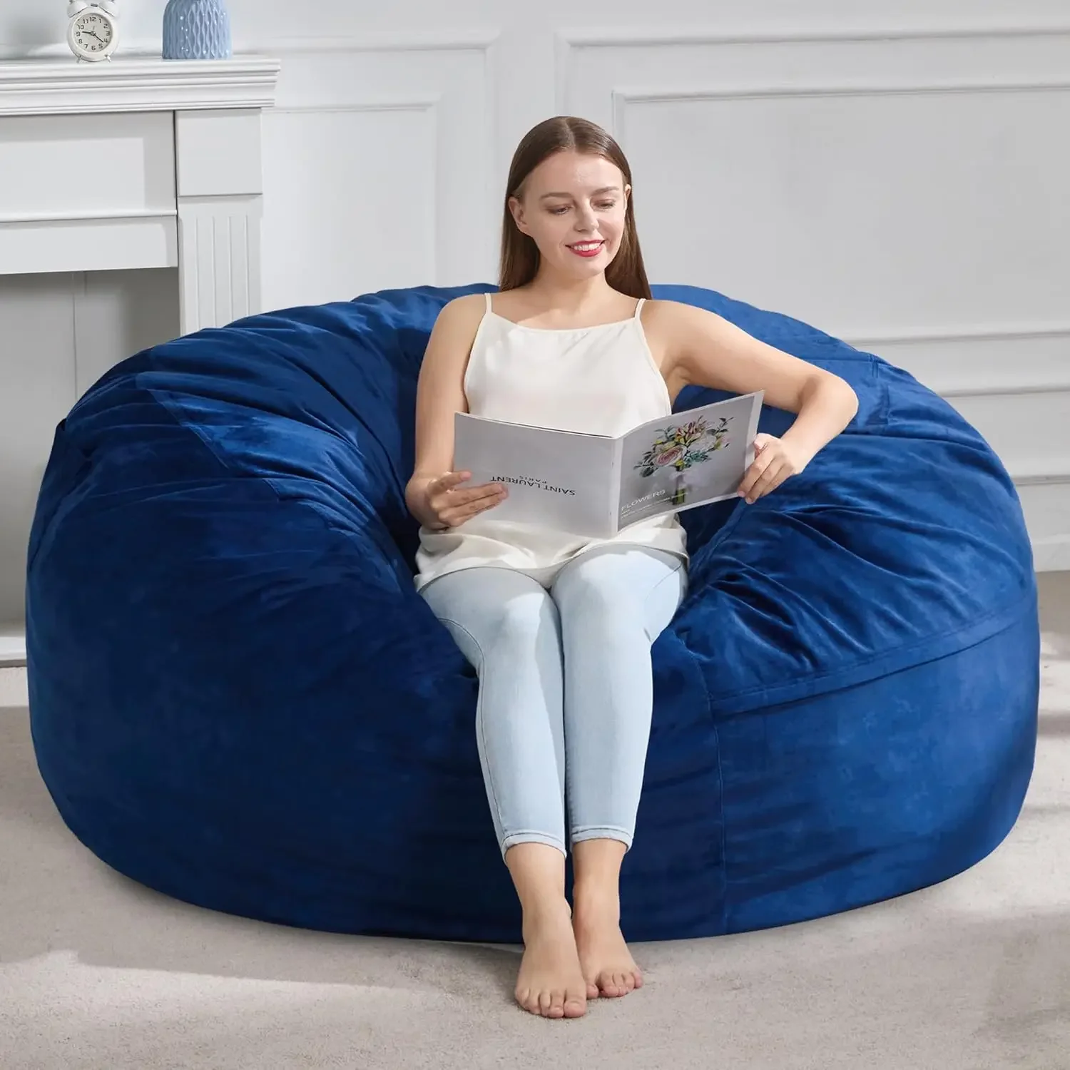 

4FT Bean Bag Chair Giant Bean Bag Chairs for Adults Large Bean Chairs with Removable Cover, Beanbag Chair with Filler, Adult Bea