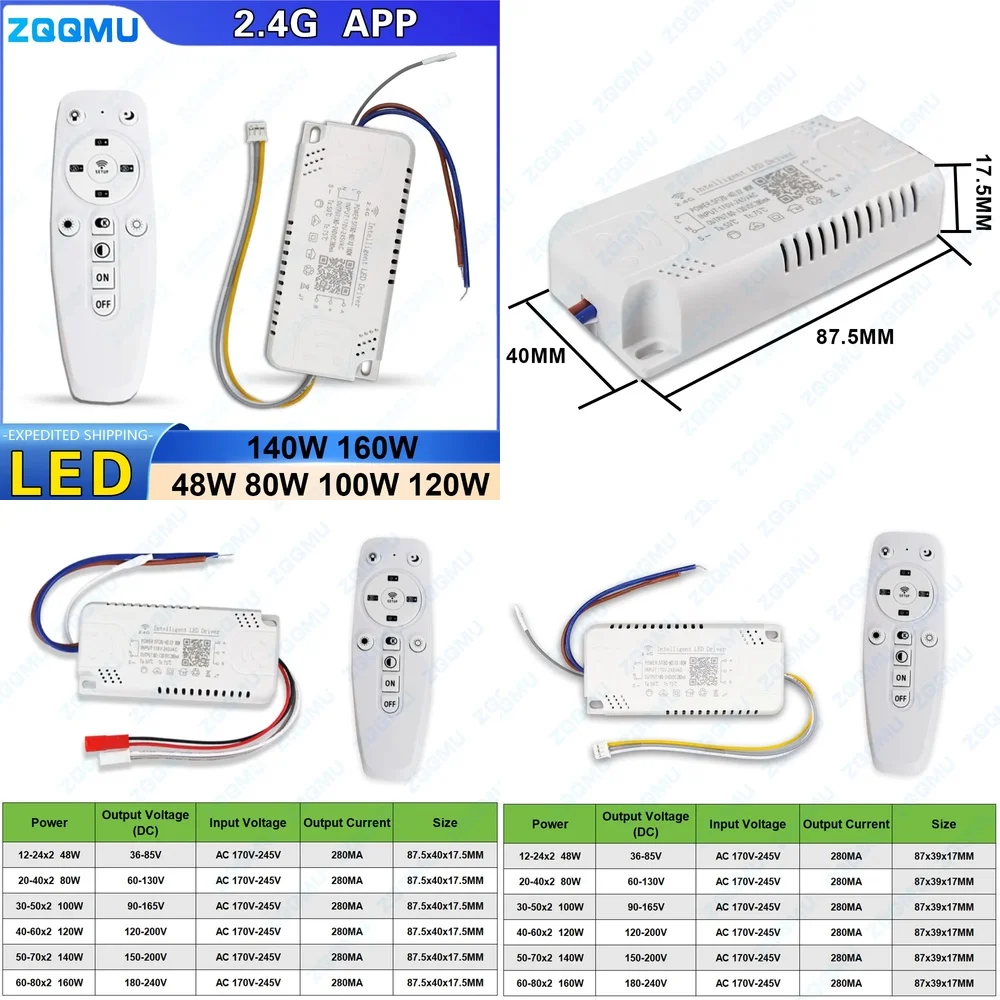 

Умный светодиодный драйвер дистанционного управления 2,4G, 12-24 В, 20-40 Вт, управление через приложение, регулируемая яркость, изменение цвета, совместимая с подвесными светильниками и полосой RGB
