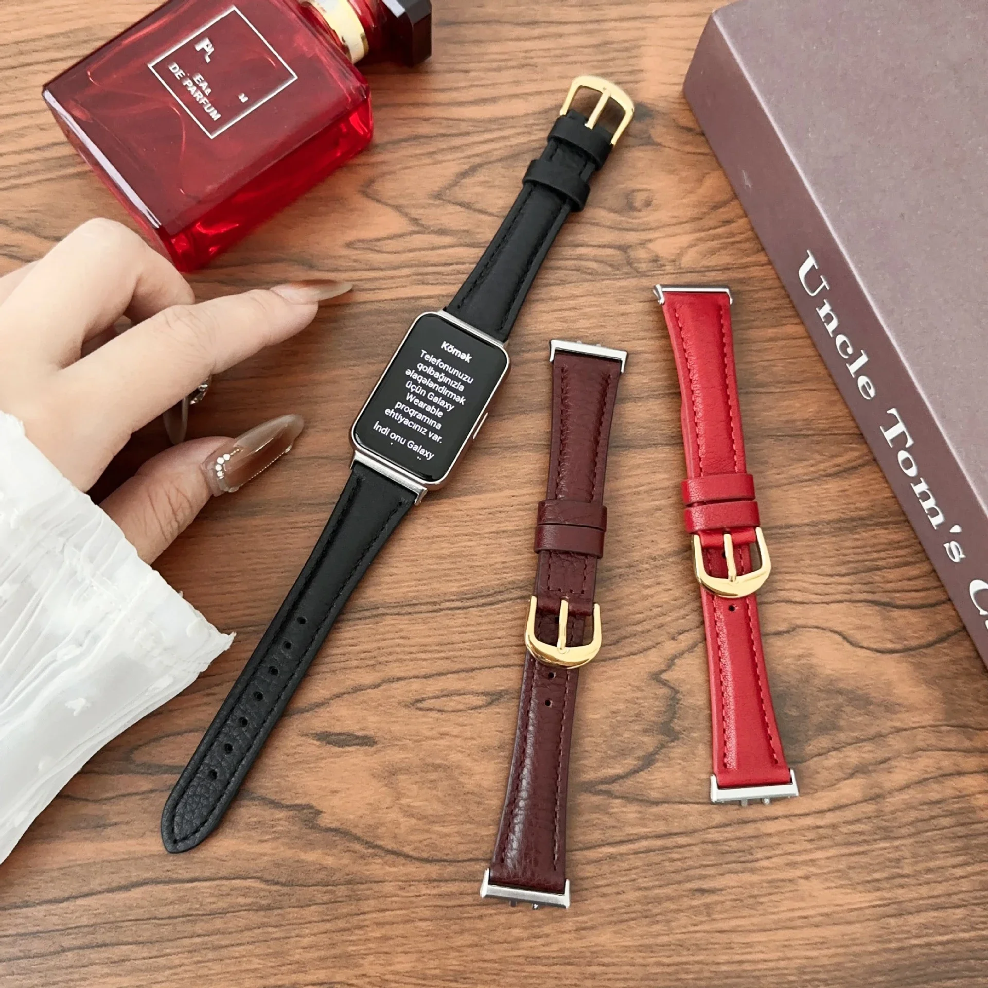 Pulseira de couro fina para samsung galaxy fit 3, pulseira feminina para samsung galaxy fit 3 SM-R390, acessório substituível