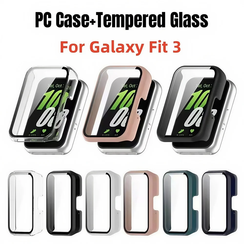 Case+Glass for Samsung Galaxy Fit 3 Pc Bumper Screen Protector Cover for Sansung Galaxy Fit3 Accessories