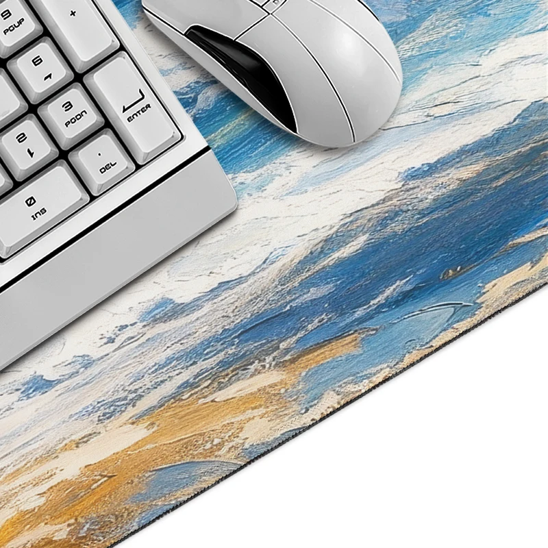 Mouse Pad Blue Oil Painting Waves Gaming printon demand Large New HD Custom Mousepad XXL MousePads Soft Carpet PC Mice Pad