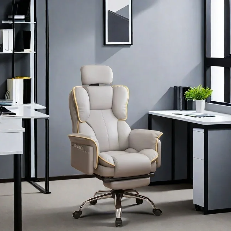 Office Chair With Footrest Portable Gamer Pc Cheap Desk Leather Comfortable Kneeling Chairs Work Bed Chiffon Computer Armchair