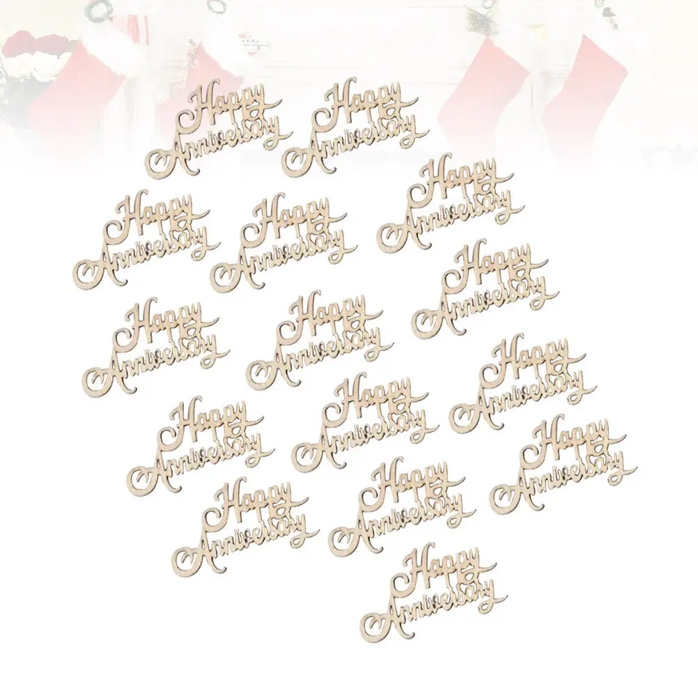 15Pcs Rustic Wooden Chips Smooth Sanded Happy Anniversary Crafts Ideal for Hanging Pendants Coasters Table Numbers Party